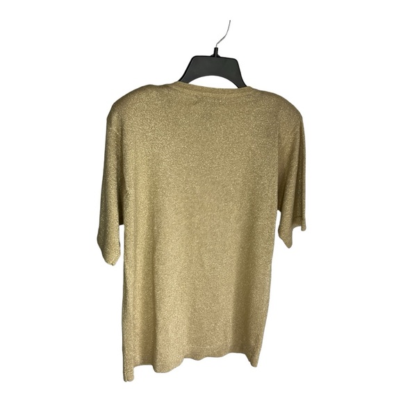 LISA Originals Women’s Metallic Gold Shoulder Padded Top - Picture 2 of 3